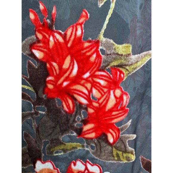 Dark Romantic Velvet Burnout Sheer Floral Sz M Top Lace Whimsigoth Sheer Fairy - Picture 8 of 14